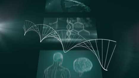 dna strand animation over scientific research visuals