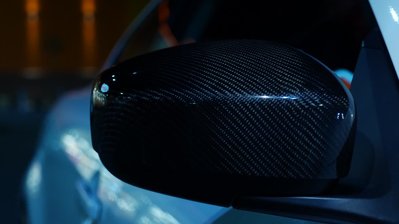 Close-up of Carbon Fiber Car Side Mirror