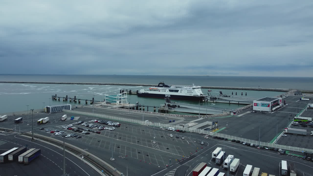 Ferry Terminal with Cars and Trucks