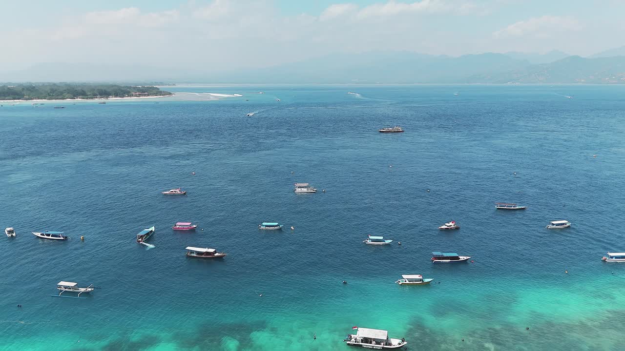 Drone aerial shot of the Gili Island in Indonesia
