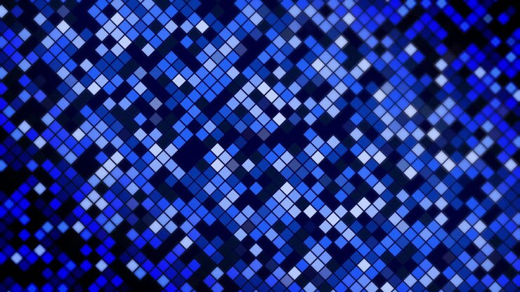Blue shine mosaic background. Disco party loop animation. Abstract disco square mosaic.