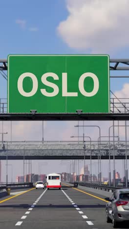 oslo highway sign with airplane in sky