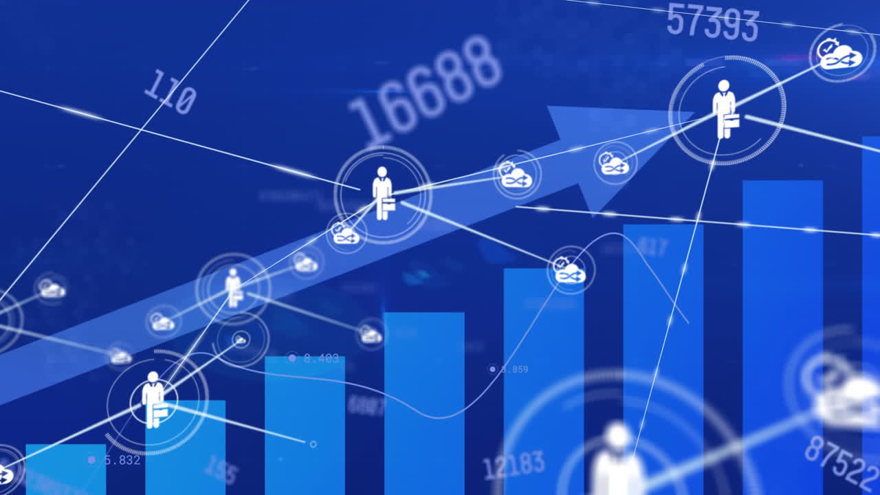 통계에 대한 아이콘으로 연결 네트워크의 애니메이션