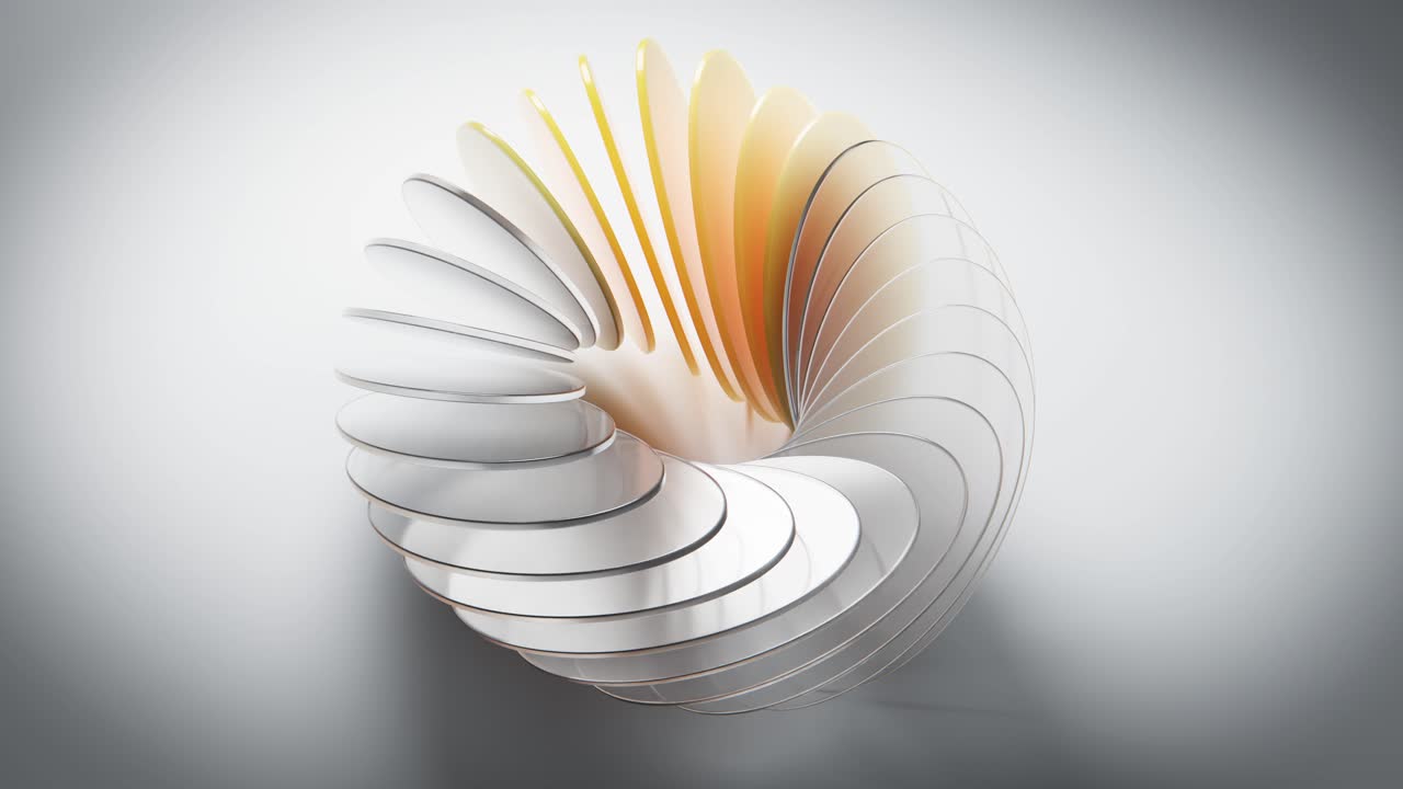 Abstraktní 3D geometrický tvar rotující s dynamickou změnou barev