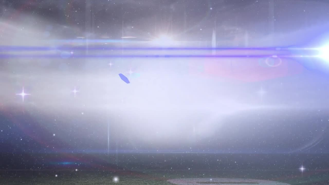 Animation of glowing light spots and stars on black background