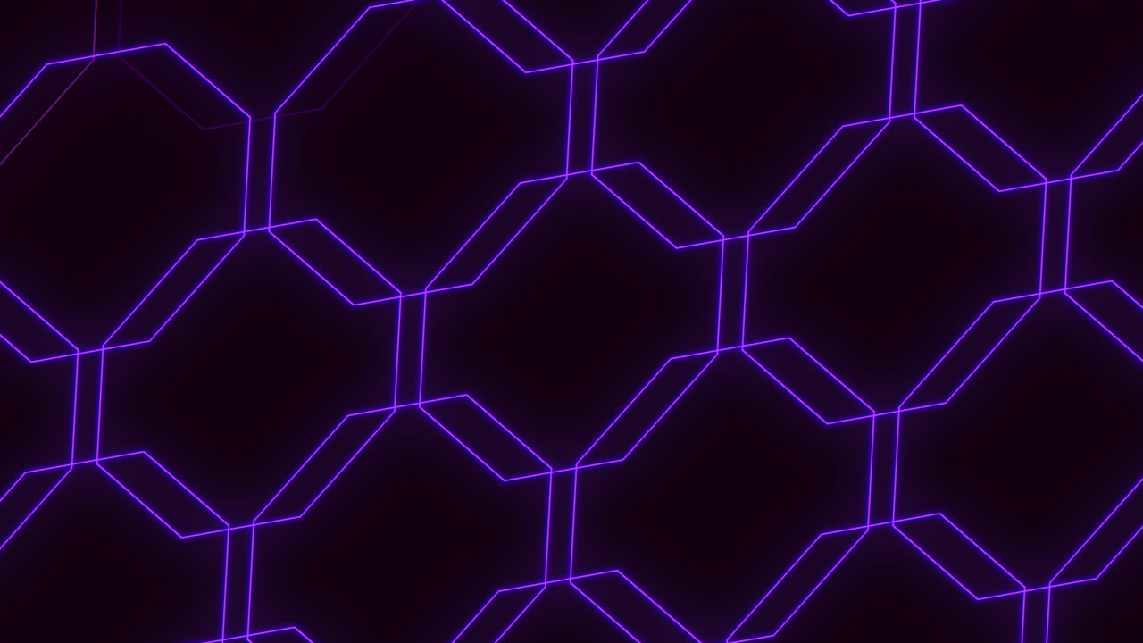 Purple neon hexagons pattern in rows