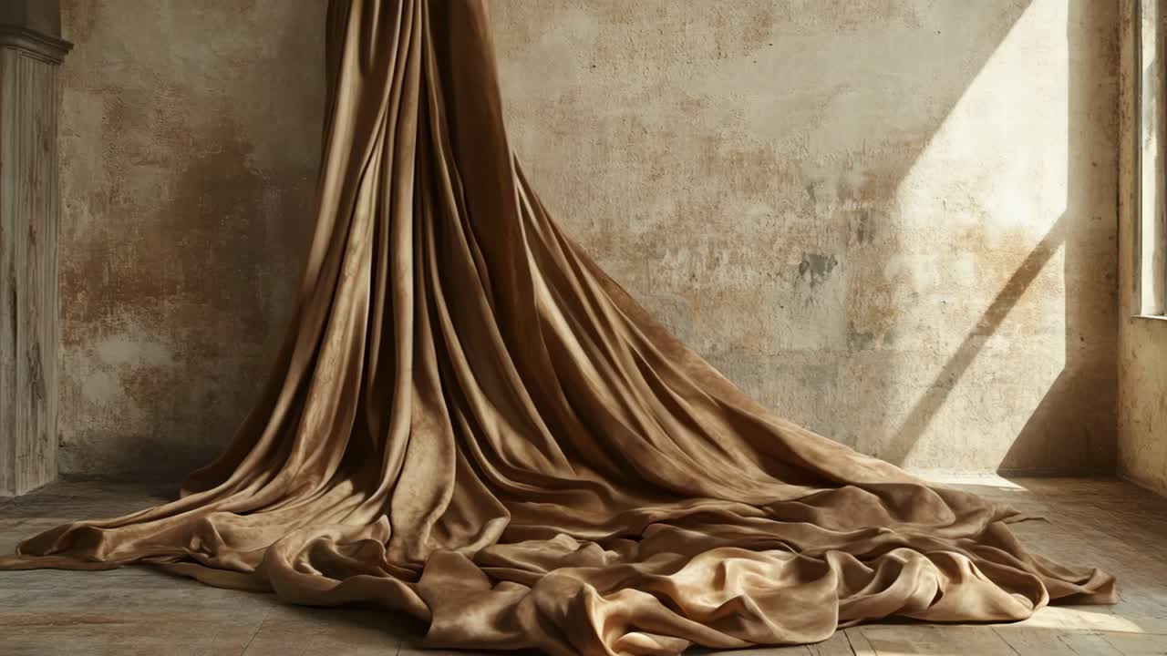 cortina marrón en una habitación rústica