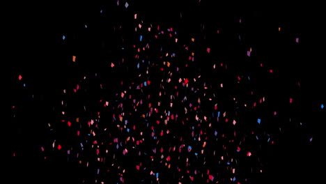 animation of multi coloured confetti falling over black background