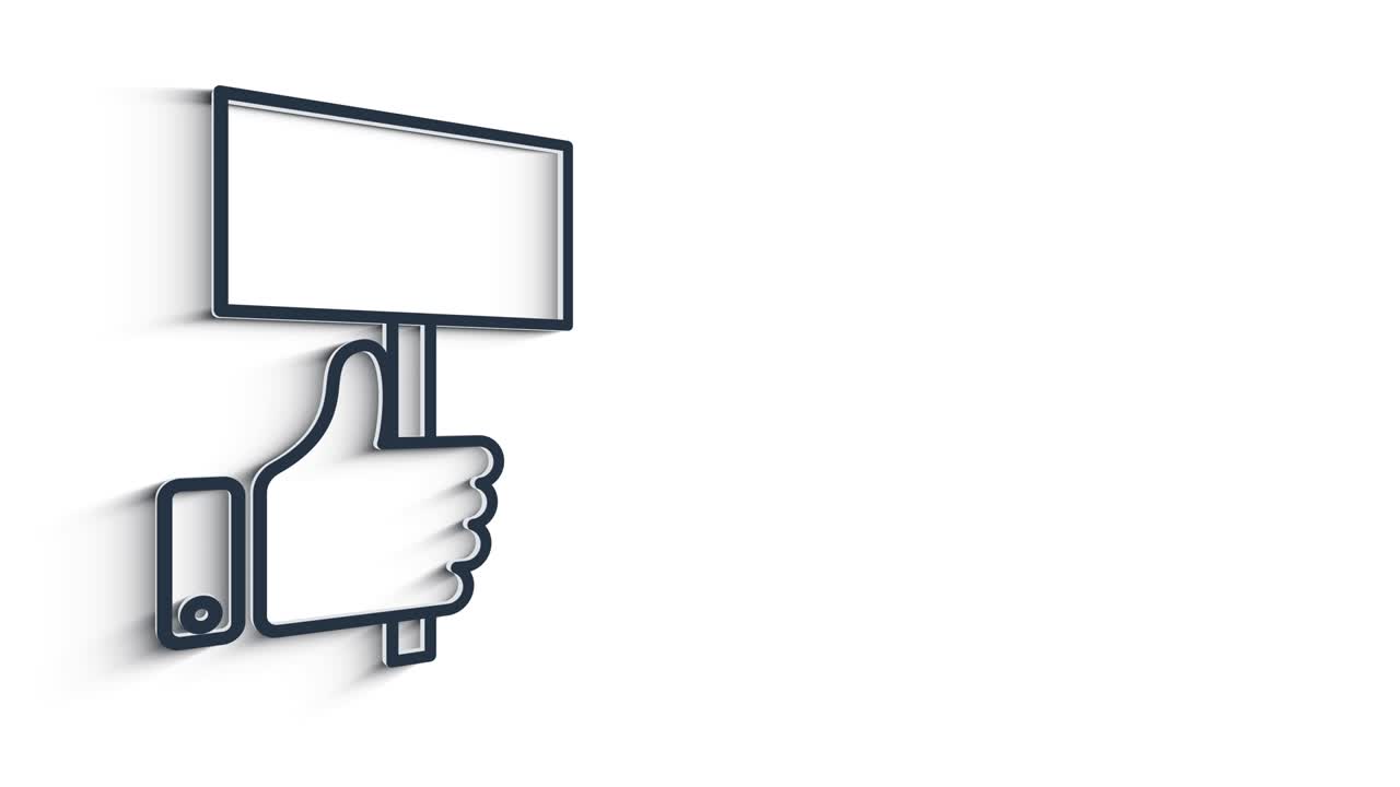 Social media 3D shadow icon design isolated on white background. Outline web icon. Motion graphics.