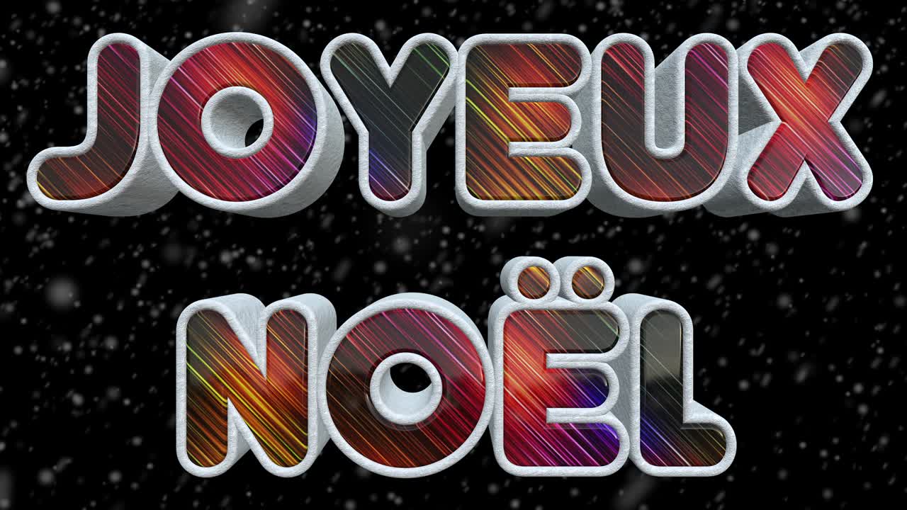joyeux noel 3d texto brillante y colorido