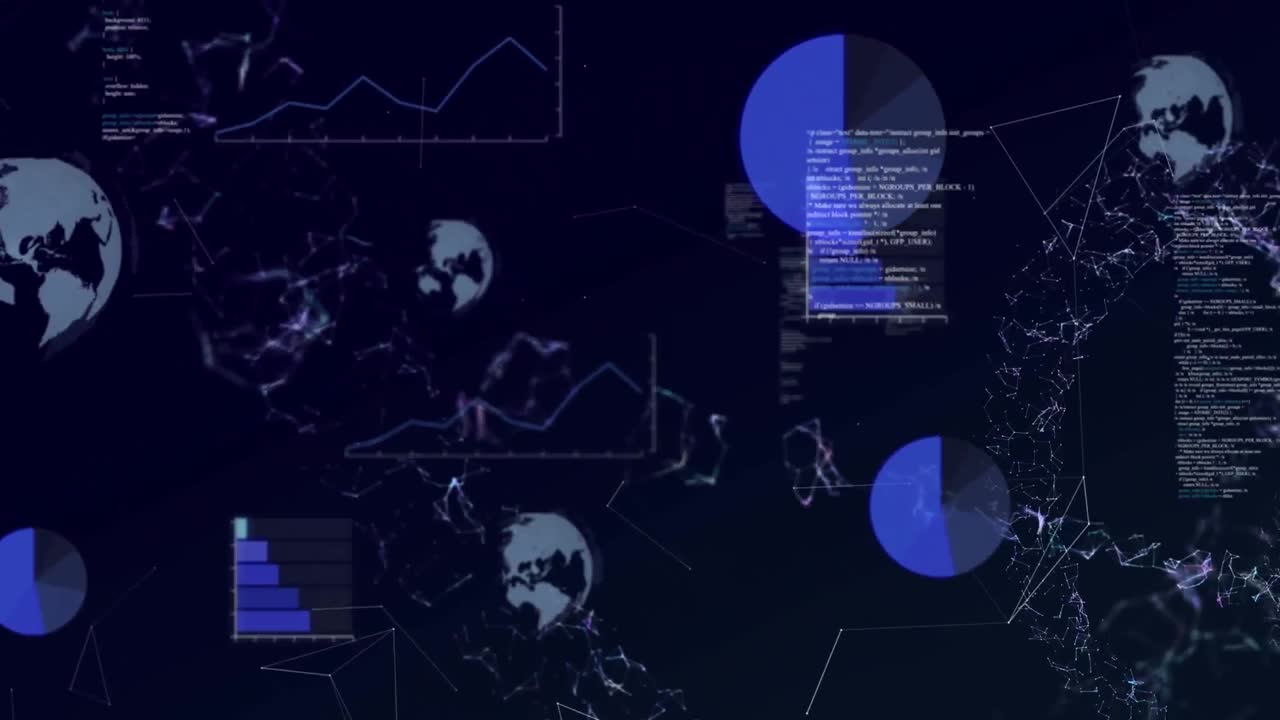 animación del procesamiento de datos sobre un fondo negro