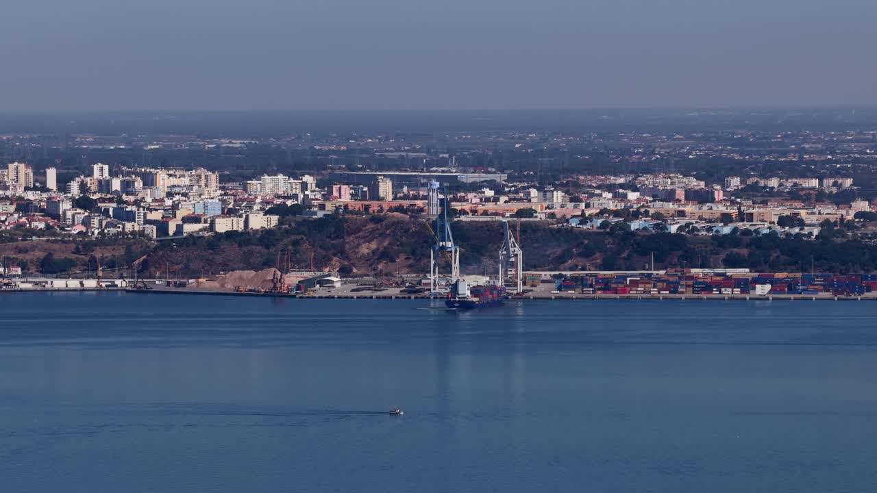 Commercial port near the cityscape