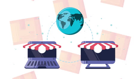cajas de servicio de entrega y animación de computadoras