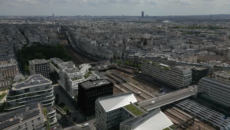 bridge crossing train station, pont cardinet neighborhood at paris, france