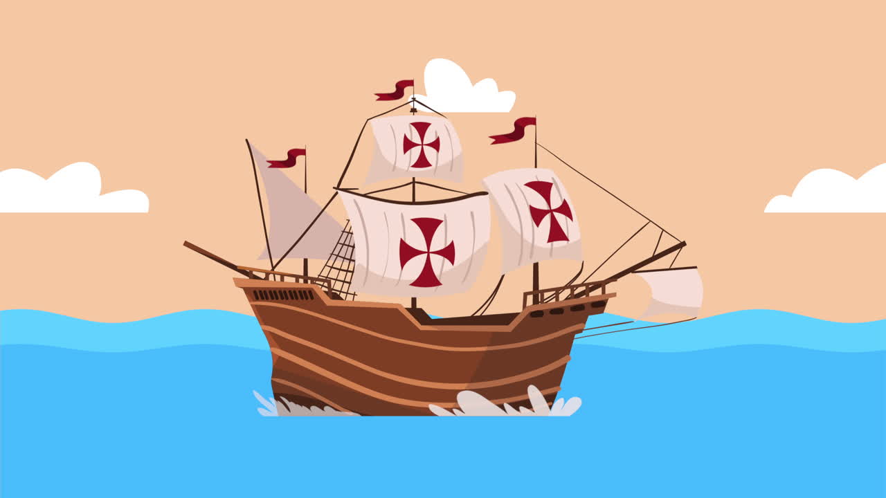 카라벨과 함께 콜럼버스 데이 애니메이션