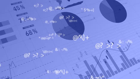 animation of data processing over graphs and charts on interface