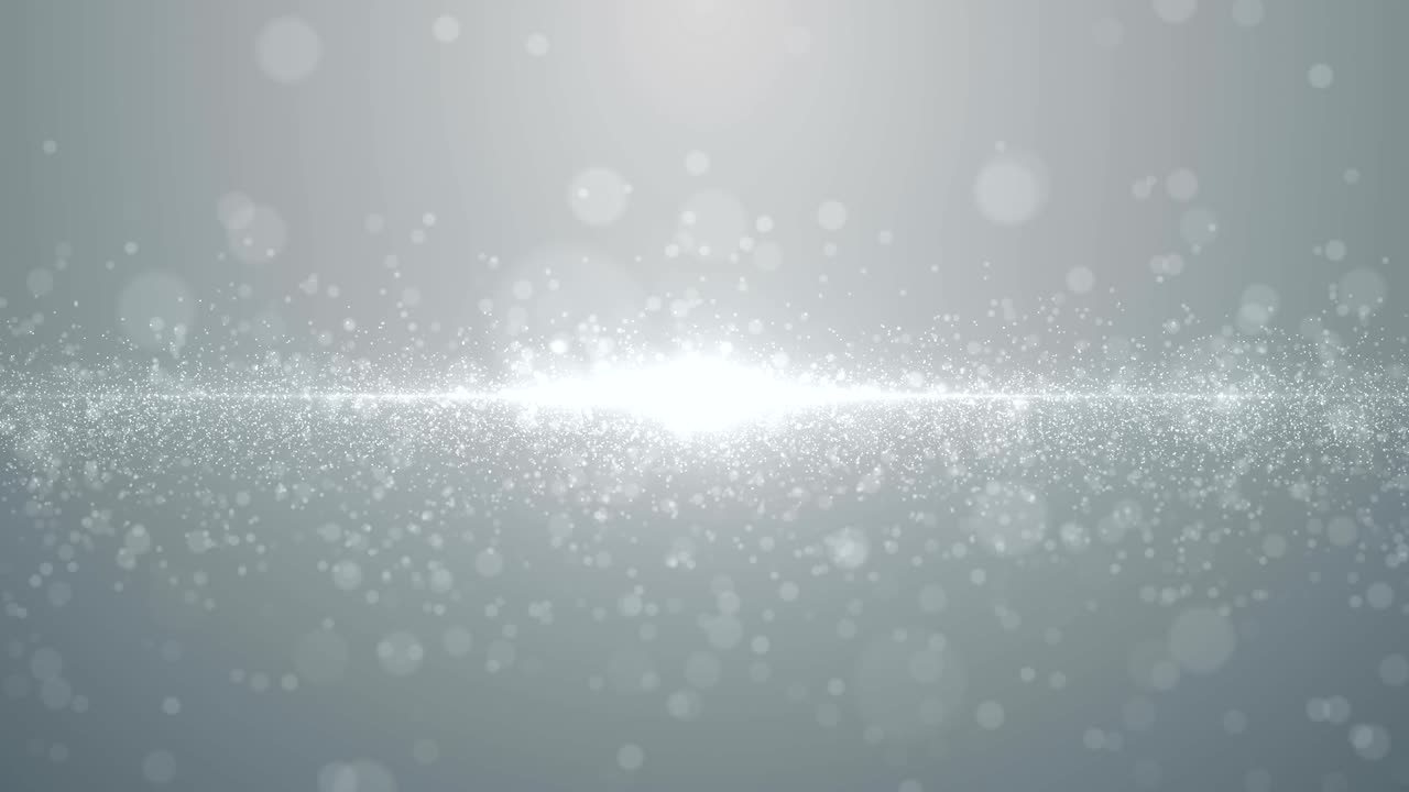 Sfondo astratto in loop con particelle bianche luminose, glitter, bokeh e polvere, per contesti aziendali
