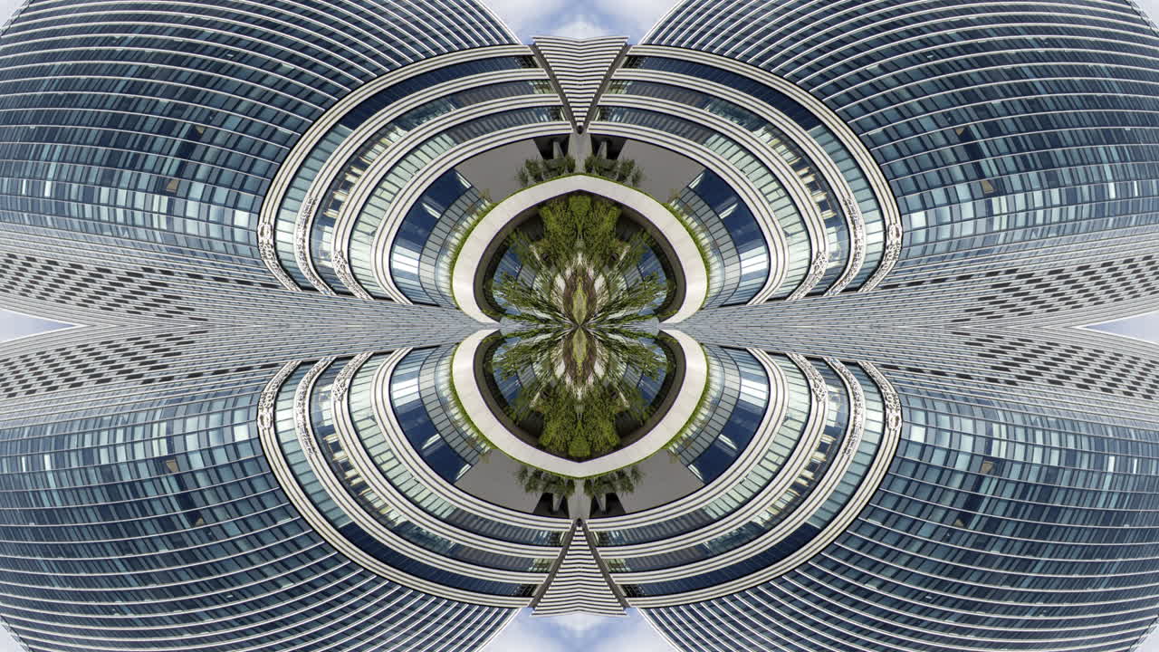 timelapse of tokyo city scene and skyline made into abstract fisheye tiny planet