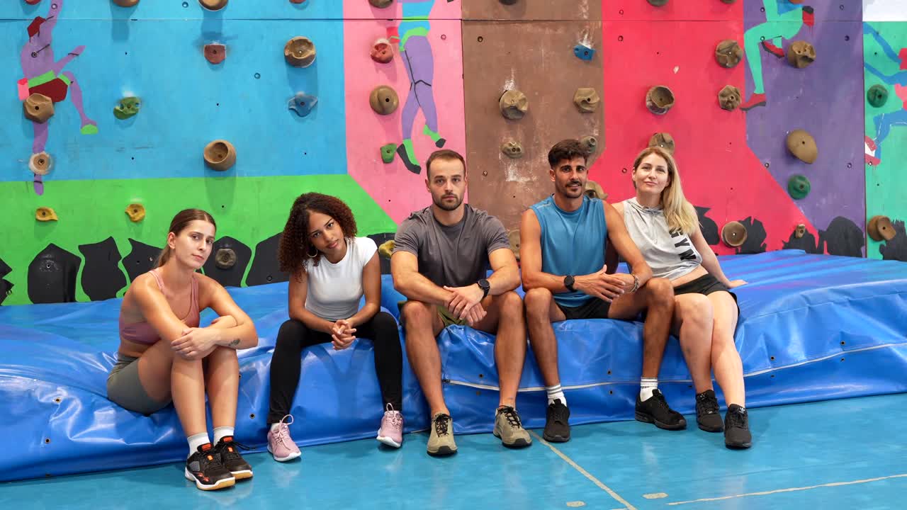Group of friends at the climbing gym