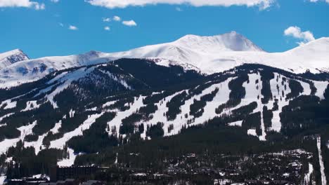 beautiful drone shot of breckenridge ski runs in the winter