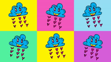 kids drawing pop art seamless background with theme of love rain
