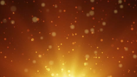 loopable dreamy abstract glowing orange red background with glowing sunrays and ethereal golden bokeh particles in slow motion