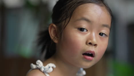 portrait of an asian little girl smiling to the camera