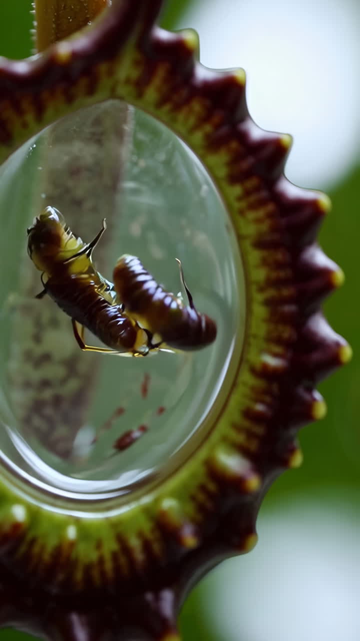 Close-up of Insect Trapped in Pitcher Plant
