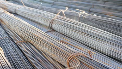 stacked bundles of steel reinforcement bars