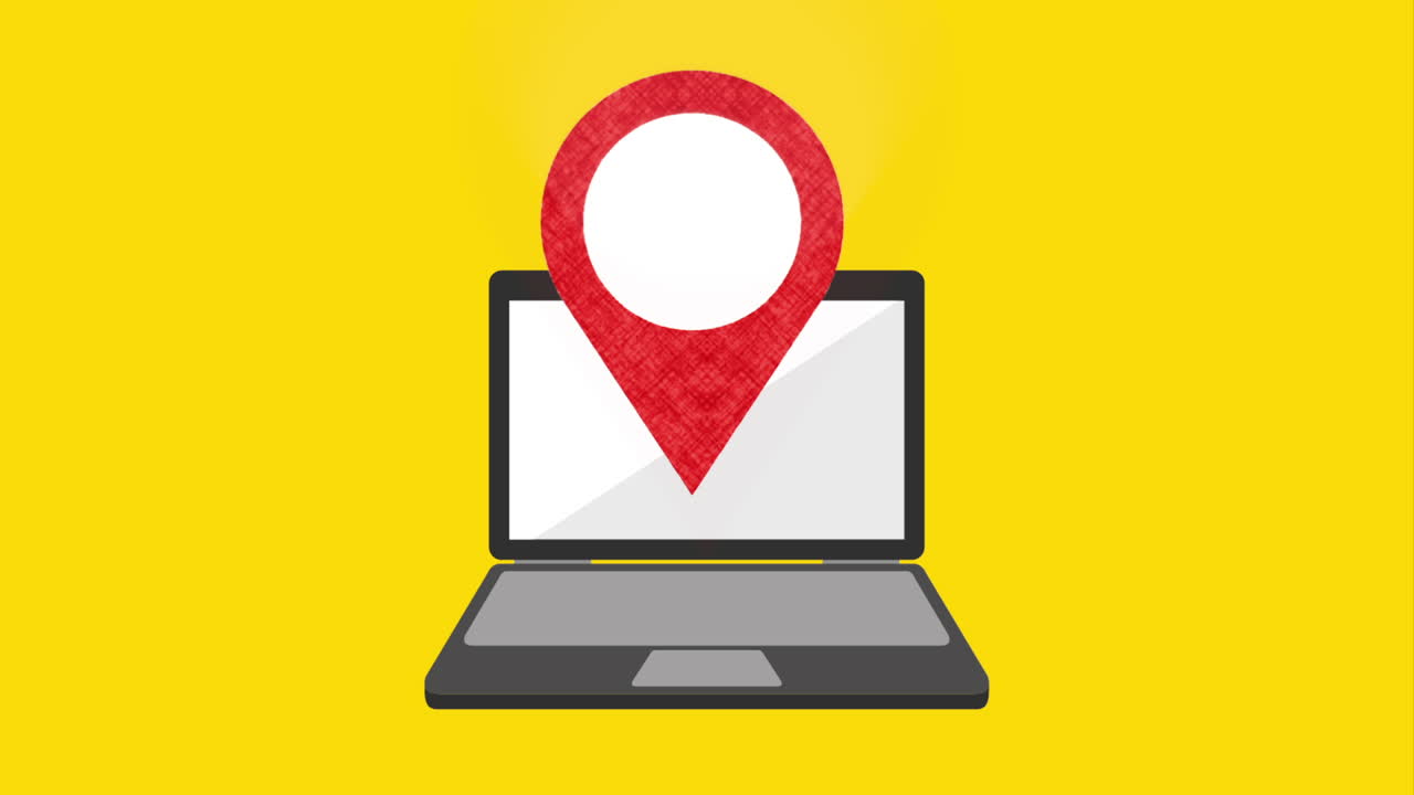 portátil con pin de ubicación