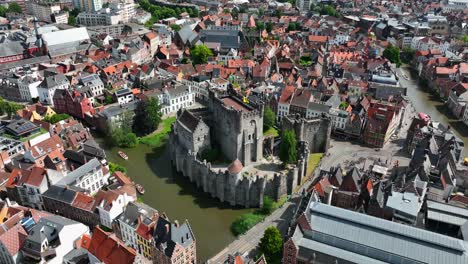 Gravensteen-Castle,-East-Flanders,-Ghent,-Flemish-Region,-Belgium,-June-2022