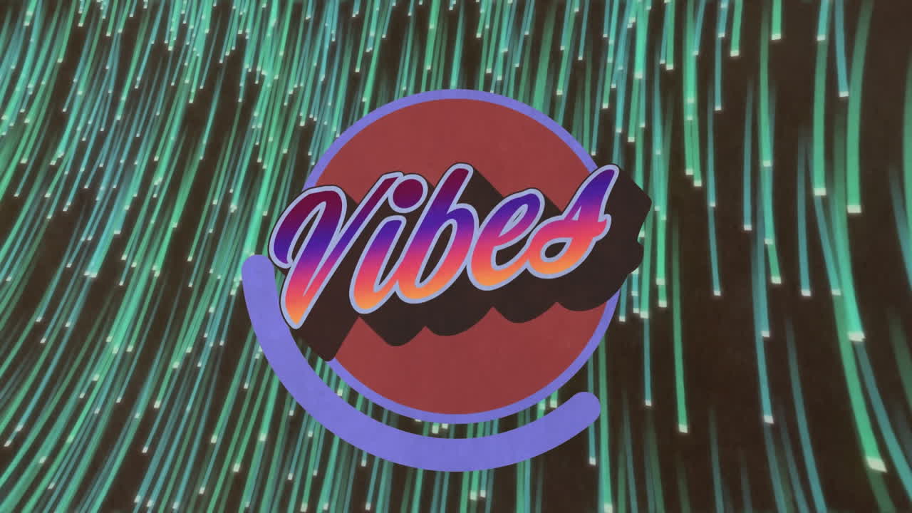 Animation of vibes text over blue light trails