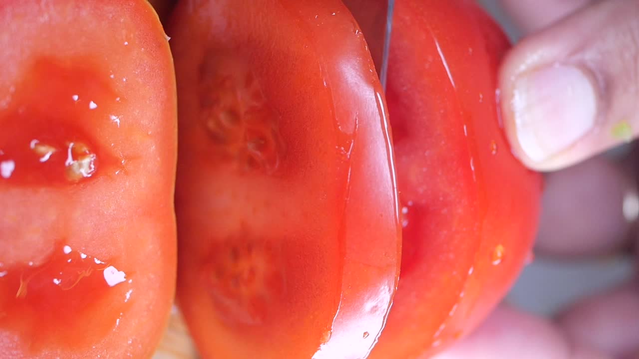 Slicing Fresh Tomatoes with a Knife