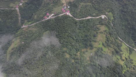drone view of the mountain and rural settlement, aerial view of the town, turkey, trabzon
