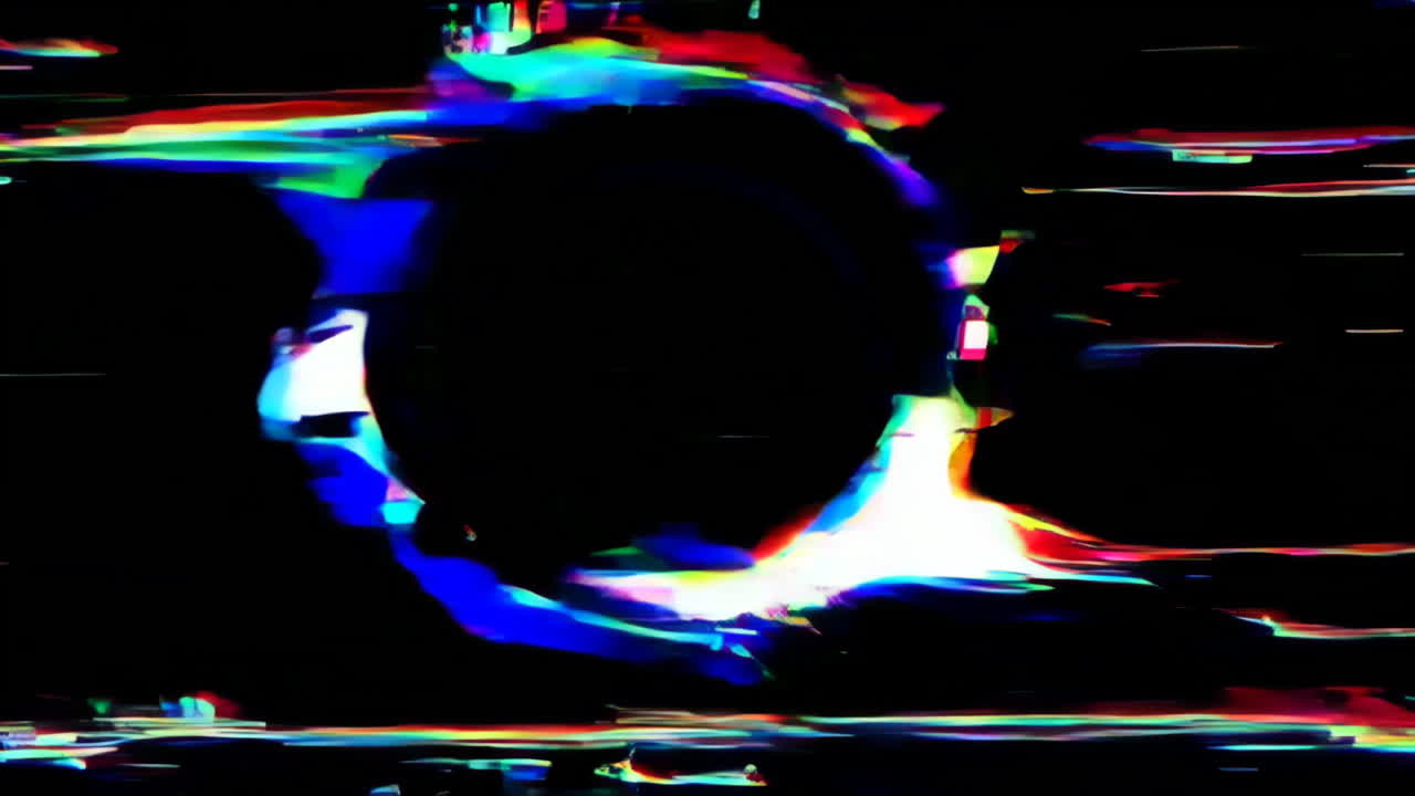 Vibrant Glitch Art Visuals: Abstract Digital Distortion on Black Background