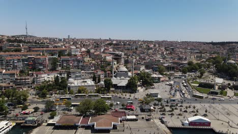 muslim mosque city view aerial drone