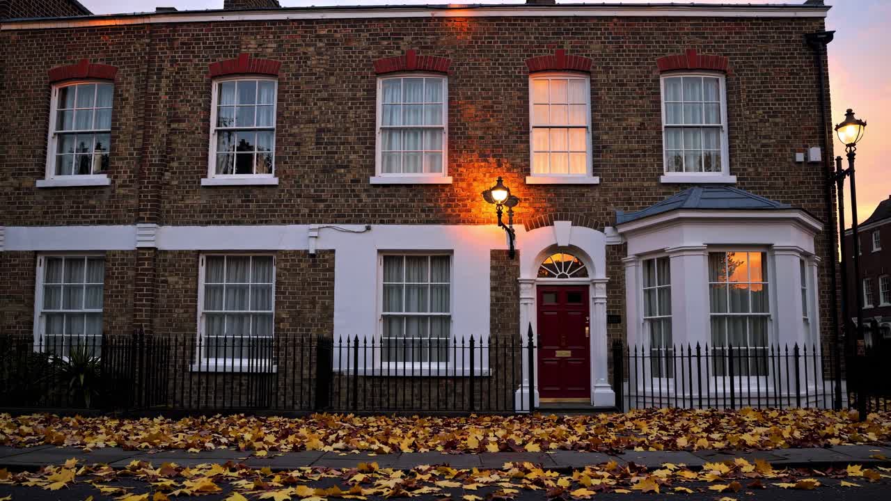 Townhouse with Autumn Leaves