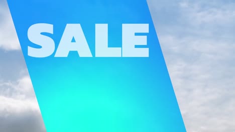 animation of sale text over blue moving background