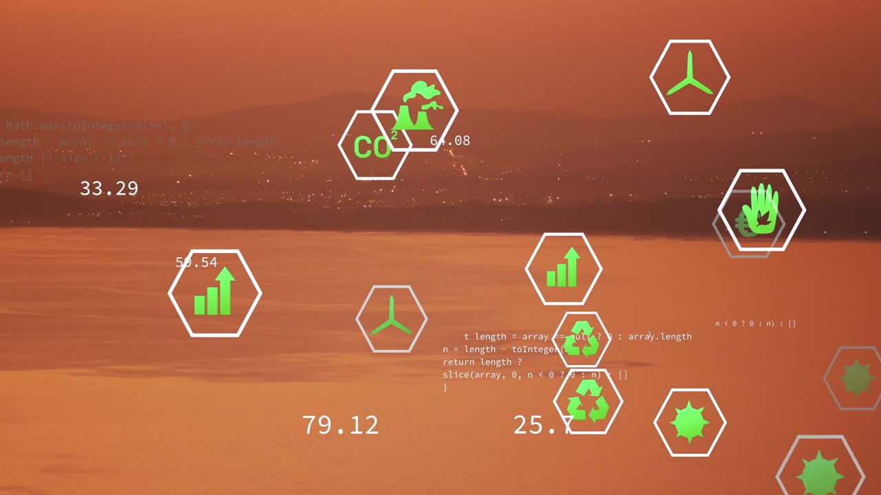 풍경 위의 지속가능성과 생태학 아이콘의 애니메이션