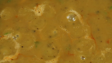 cooking traditional indian meal palak panir with spinach and cheese close up. palak paneer is an indian dish, consisting of paneer in a thick paste made from pureed spinach, palak paneer is prepared by first boiling and pureeing spinach.