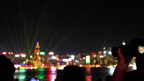 spectacular light display over hong kong's skyline