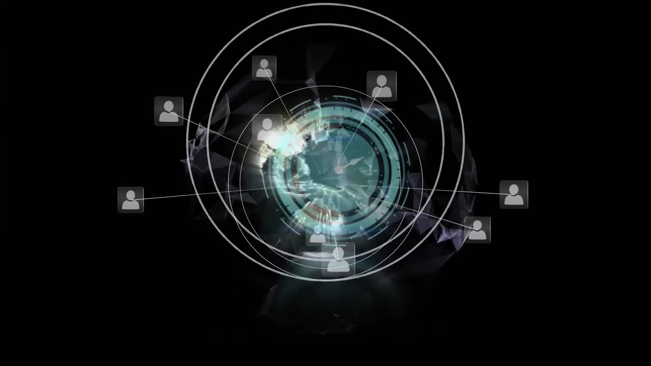 범위 스캐닝과 아이콘으로 연결의 네트워크의 애니메이션