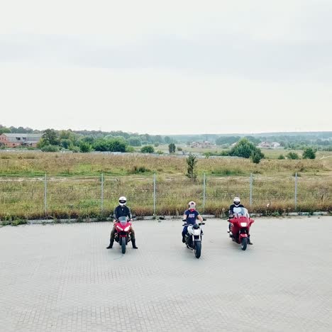 small group of motorbikers