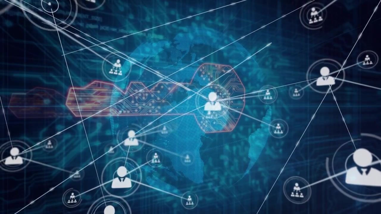 Digital Global Network Connection with User Icons and Security Key