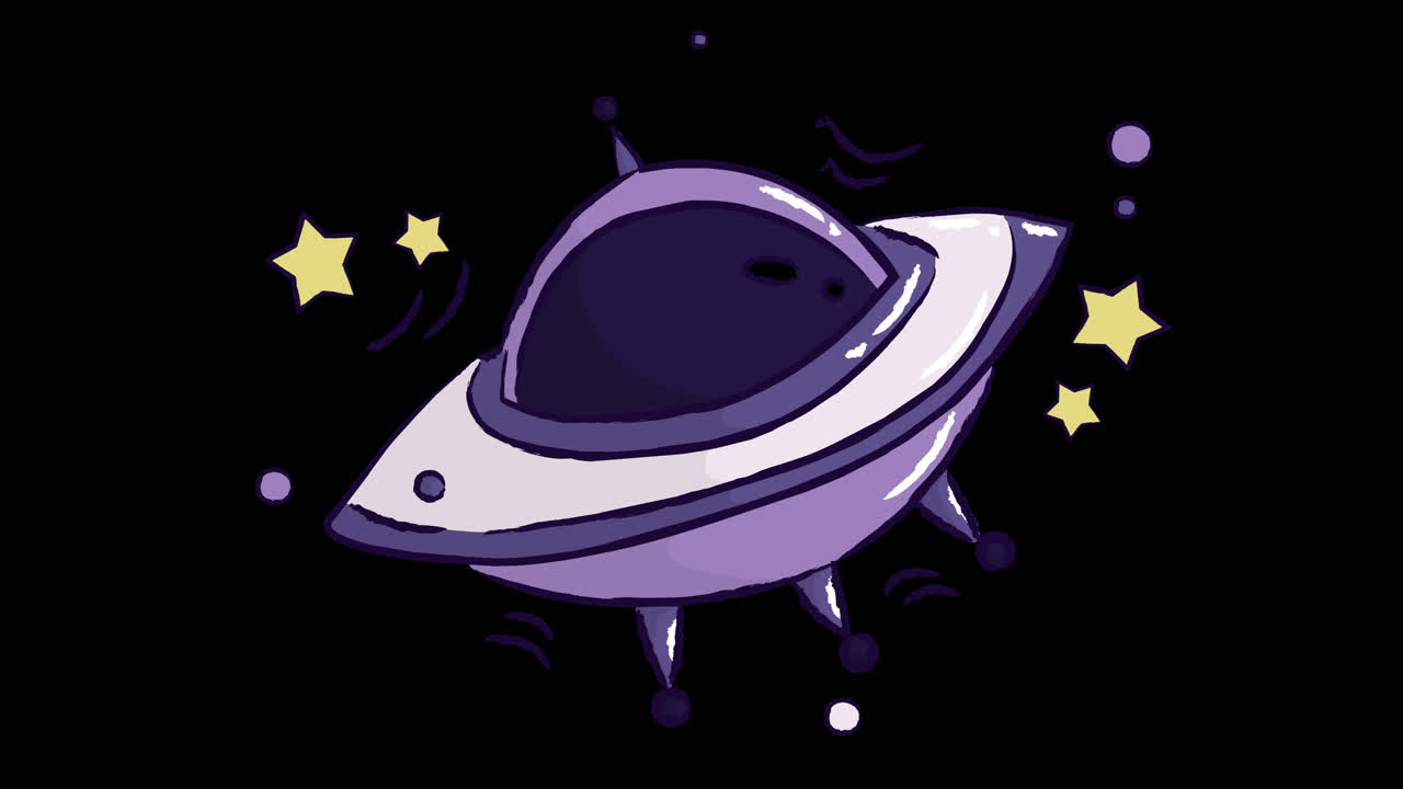 Cute Cartoon UFO in Space