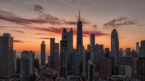 Vista-Aérea-De-Chicago-Amanecer-Hiperlapso