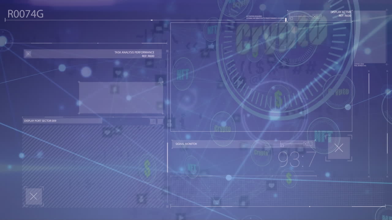 Animation of media icons over data processing