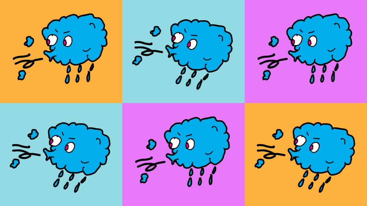 kids drawing pop art seamless background with theme of rain storm