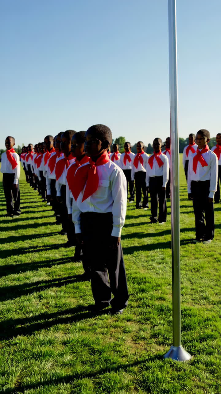 Children in Uniform at a Flag Raising Ceremony