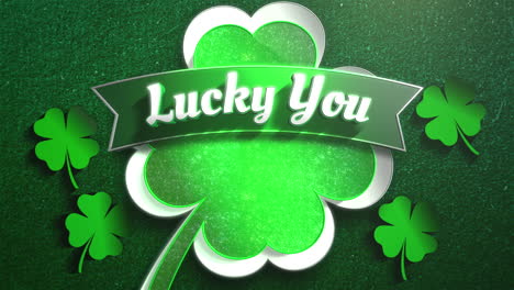 Animation-closeup-Lucky-You-text-and-motion-green-shamrocks-on-Saint-Patrick-Day-shiny-background-1